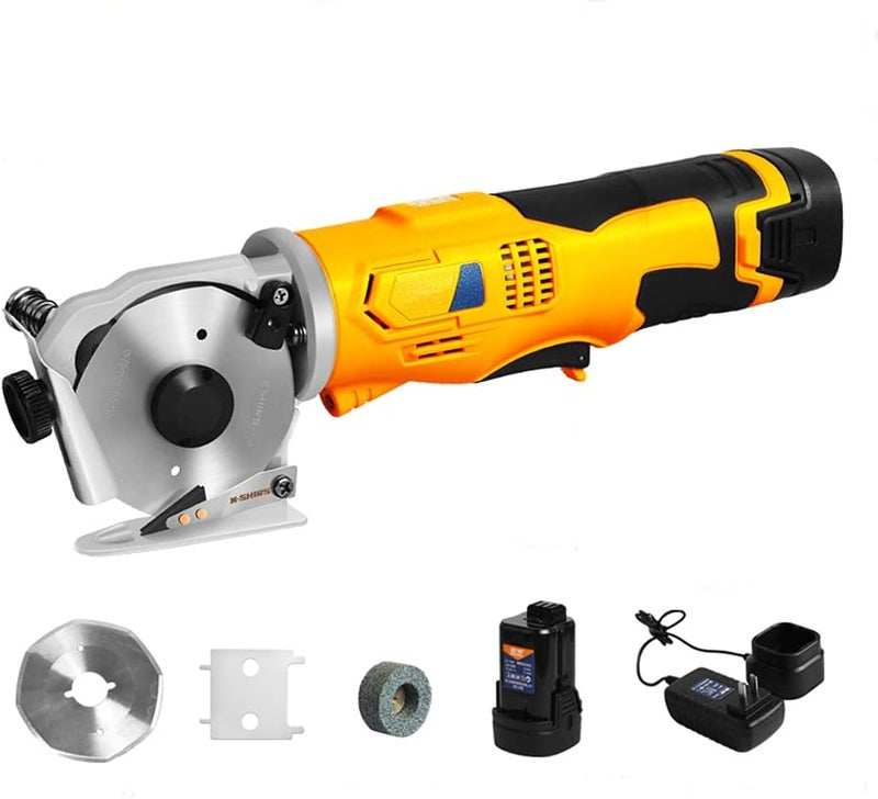 cheekyglo Electric Fabric Scissors Cordless Round Knife Cutting Machine Portable Rotary Cutter for Fabric Leather Carpet (1 Battery) - Image 1