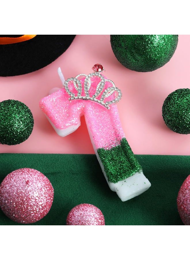 IDIJOLI Wicked Birthday Candle Pink and Green Number 7 Candle 7th Birthday Cake Topper Cupcake Decor Witch Themed Party Decorations Anniversary Celebrations Supplies Favors - Image 2