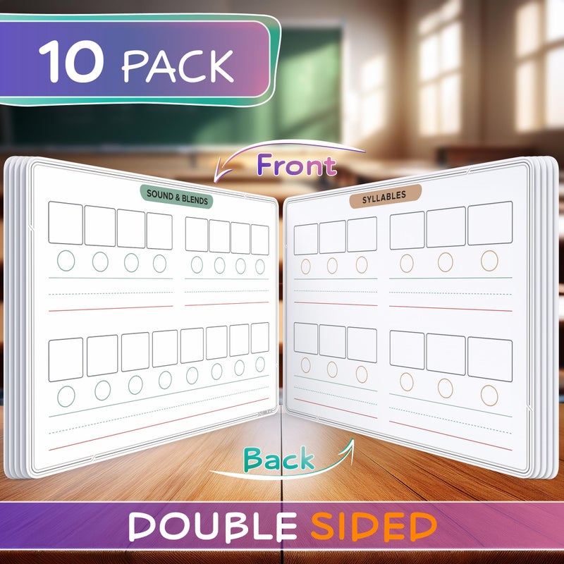 SCRIBBLEDO Phonemic Awareness Sounds & Blends Dry Erase Sheets 9â€x12â€ Phonics Learning English Syllables Letter Practice Homeschool Teacher Student Supplies Classroom Pack of 10 - Image 3