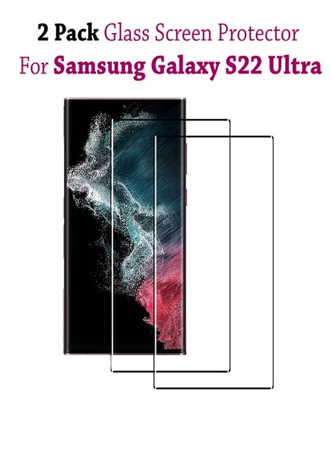 2 Pack Tempered Glass Screen Protector For Samsung Galaxy S22 Ultra - Black
