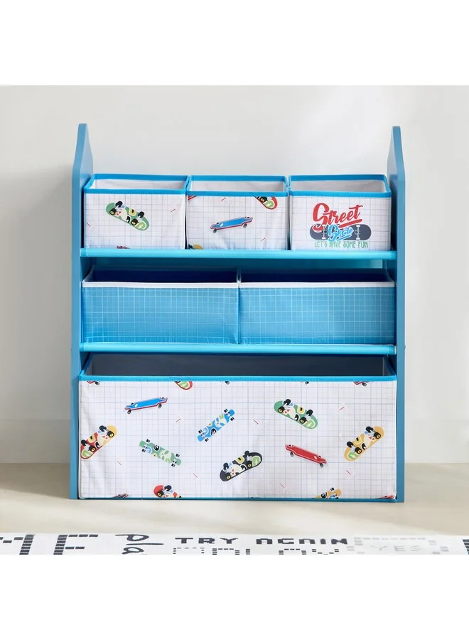 Home Box Gearhead Candice Baseball Fabric Storage Rack With 6 Bins 63 X 30 X 70 Cm