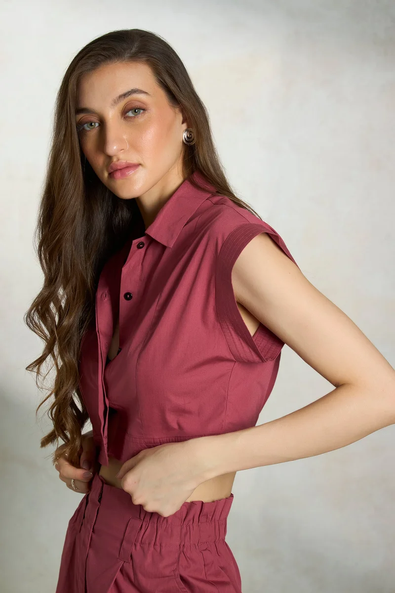 فيرجيو Cotton Cropped Daywear Shirts for Women