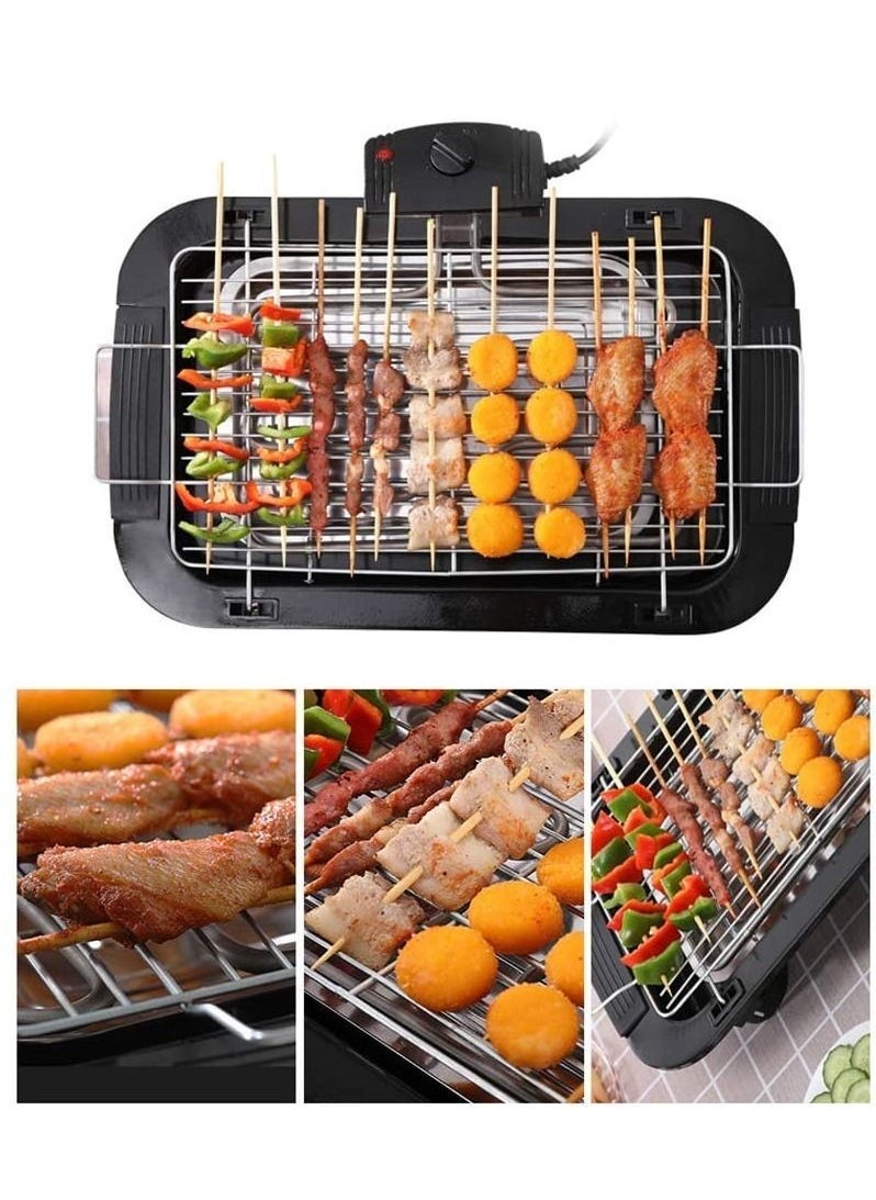 BBQ Smokeless Indoor/Outdoor Electric Grill Portable Tabletop Grill Kitchen BBQ Grills Adjustable Temperature Control,Removable Water Filled Drip Tray,2000W,Black - Image 1