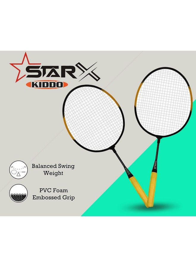 StarX Kiddo Aluminum Badminton Racket Kit with 3 Corks and Cover - Badminton Complete Kit for Kids (Black Yellow) - Image 4