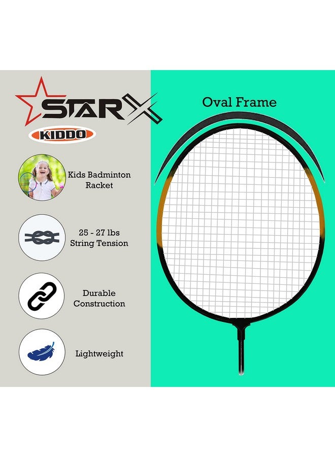 StarX Kiddo Aluminum Badminton Racket Kit with 3 Corks and Cover - Badminton Complete Kit for Kids (Black Yellow) - Image 3