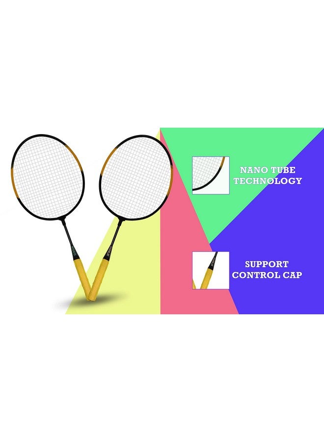 StarX Kiddo Aluminum Badminton Racket Kit with 3 Corks and Cover - Badminton Complete Kit for Kids (Black Yellow) - Image 2
