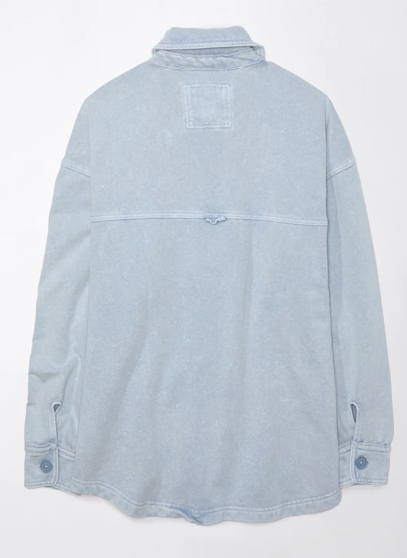 American Eagle Oversized Knit Button-Up Shirt