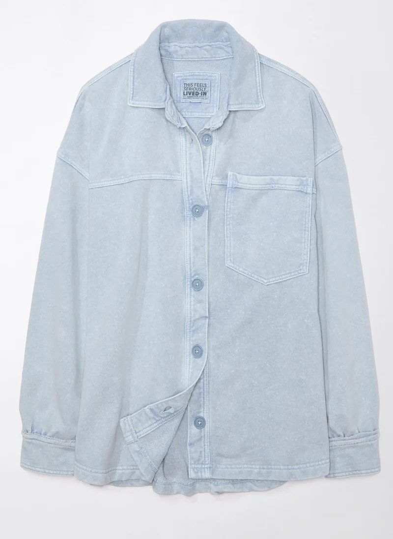 American Eagle Oversized Knit Button-Up Shirt