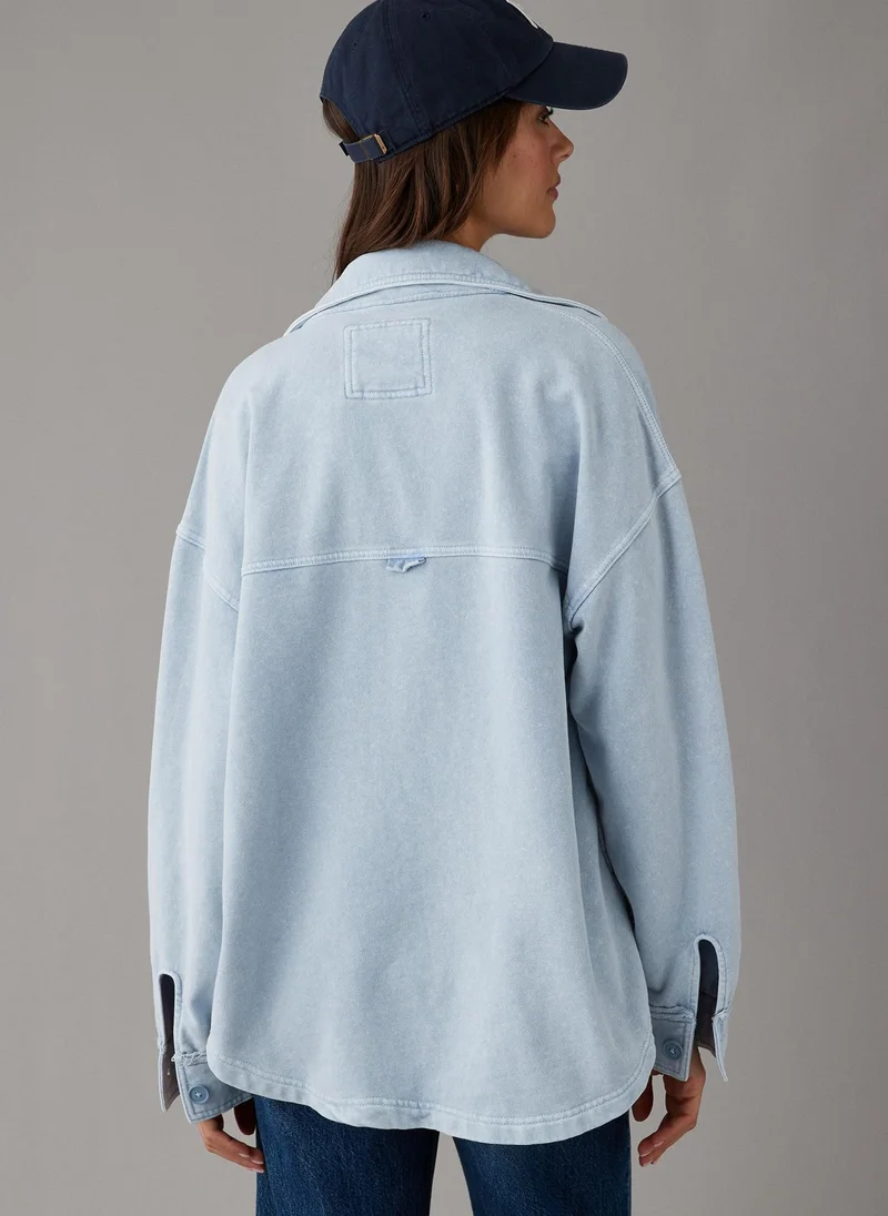 American Eagle Oversized Knit Button-Up Shirt