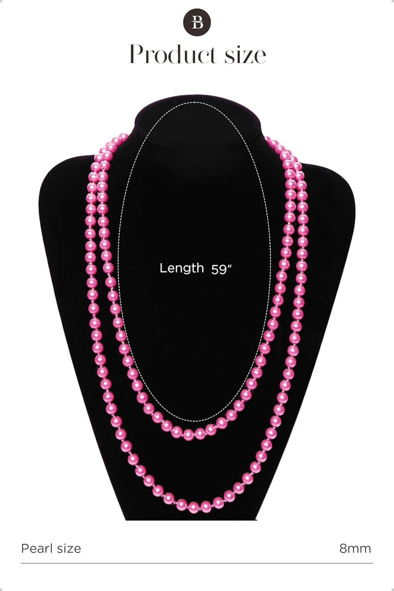 BABEYOND Long Pearl Necklace Faux Pearls Necklace Set Beaded Long Pearls Necklace 1920s Gatsby Costume Jewelry - Image 2