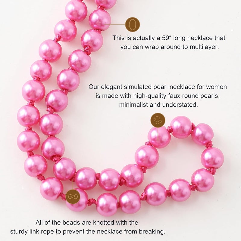 BABEYOND Long Pearl Necklace Faux Pearls Necklace Set Beaded Long Pearls Necklace 1920s Gatsby Costume Jewelry - Image 3