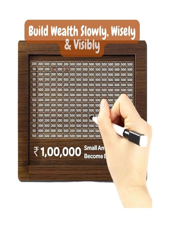 SHETAPRIDE Wooden Money Piggy Bank, Money Saving Box, Gullak with Savings Chart, 100000 Rupees Goal Tracker, Cash Collection Bank for Kids and Adults - Image 5