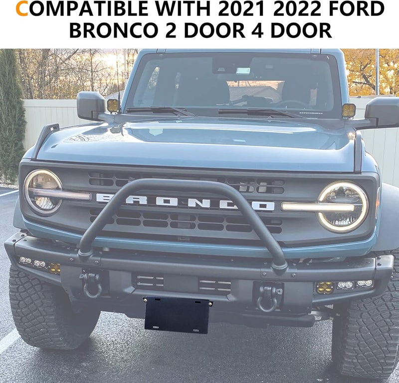 RERPRO Front License Plate Frame for 2021-2022 Ford Bronco - Heavy-Duty Aluminum Alloy Mounting Bracket, Black - Image 4