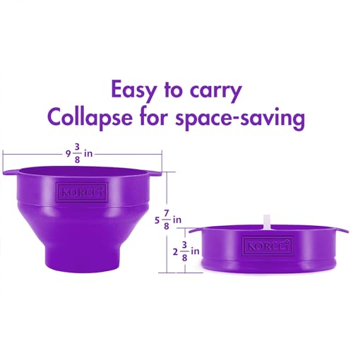 KORCCI The Original Korcci Microwaveable Silicone Popcorn Popper, Microwave Popcorn Popper, Collapsible Microwave Popcorn Maker Bowl, No Oil Needed, Use In Microwave, Dishwasher Safe (Purple) - Image 4