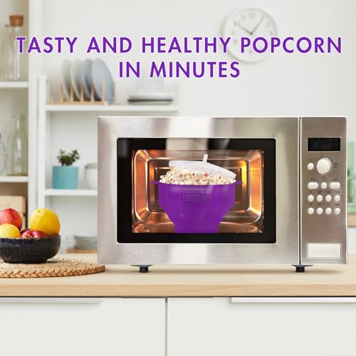 KORCCI The Original Korcci Microwaveable Silicone Popcorn Popper, Microwave Popcorn Popper, Collapsible Microwave Popcorn Maker Bowl, No Oil Needed, Use In Microwave, Dishwasher Safe (Purple) - Image 3