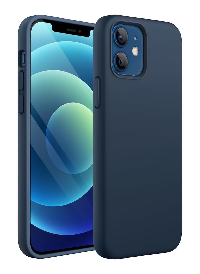 Generic - Silicone Case Compatible with iPhone 12/12 Pro, Slim Liquid Silicone, Layers of Soft Gel Rubber Shockproof, Protective Phone Case Cover with TPU Lining (Dark Blue) - Image 1