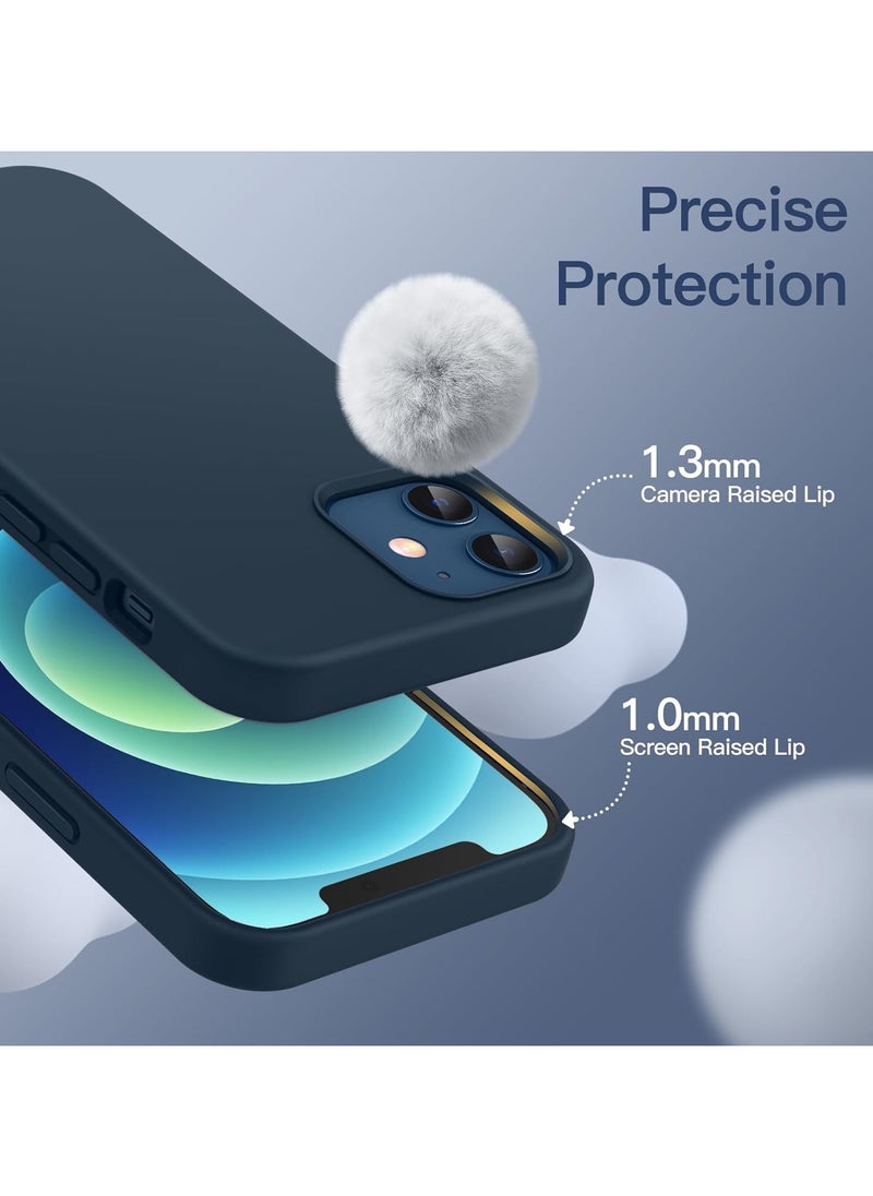 Generic - Silicone Case Compatible with iPhone 12/12 Pro, Slim Liquid Silicone, Layers of Soft Gel Rubber Shockproof, Protective Phone Case Cover with TPU Lining (Dark Blue) - Image 1