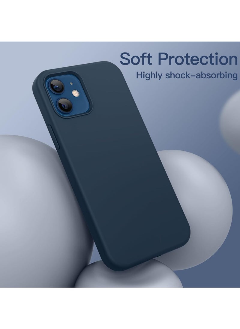 Generic - Silicone Case Compatible with iPhone 12/12 Pro, Slim Liquid Silicone, Layers of Soft Gel Rubber Shockproof, Protective Phone Case Cover with TPU Lining (Dark Blue) - Image 1