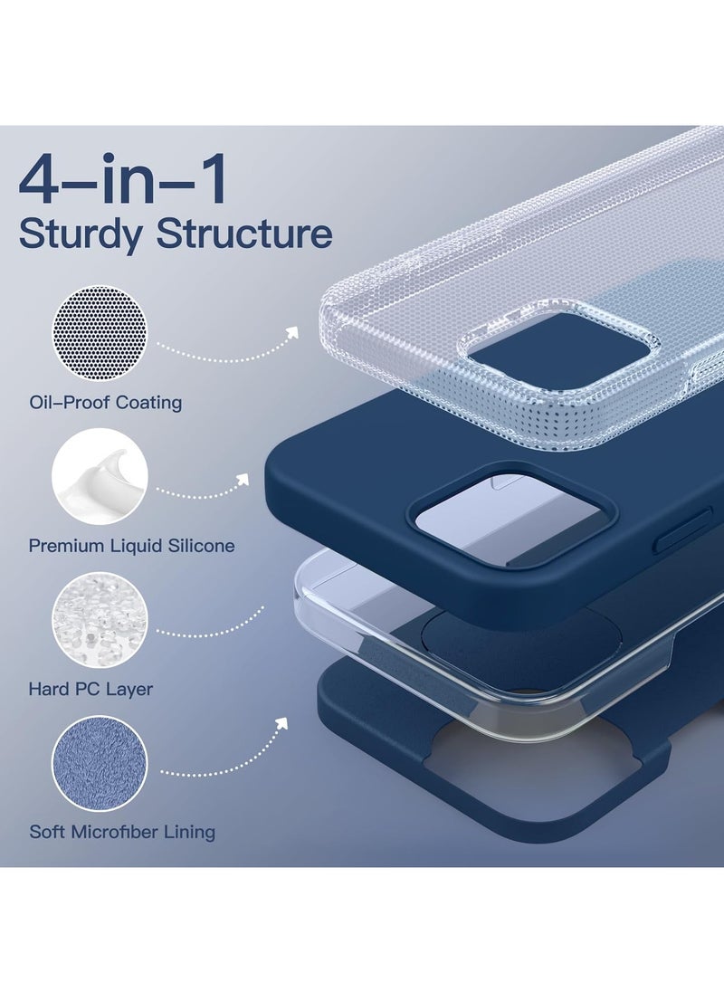 Generic - Silicone Case Compatible with iPhone 12/12 Pro, Slim Liquid Silicone, Layers of Soft Gel Rubber Shockproof, Protective Phone Case Cover with TPU Lining (Dark Blue) - Image 1