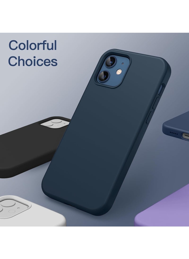 Generic - Silicone Case Compatible with iPhone 12/12 Pro, Slim Liquid Silicone, Layers of Soft Gel Rubber Shockproof, Protective Phone Case Cover with TPU Lining (Dark Blue) - Image 1