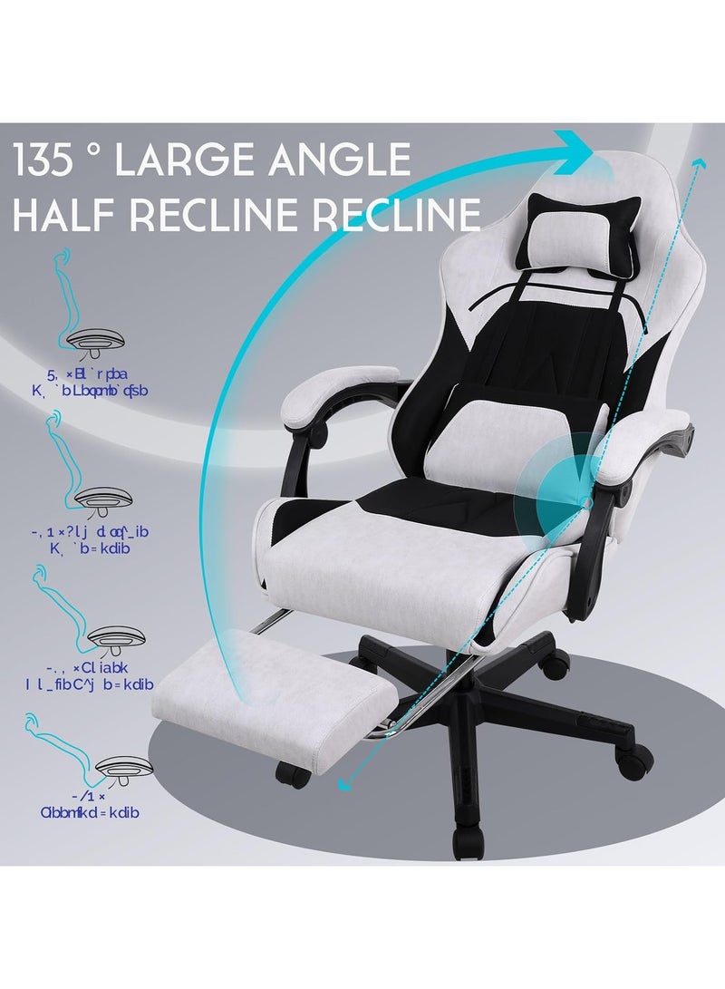 Gaming Chair, Computer Chair with Footrest and Lumbar Support, Height Adjustable Game Chair with 360°-Swivel Seat and Headrest and for Office - Image 3