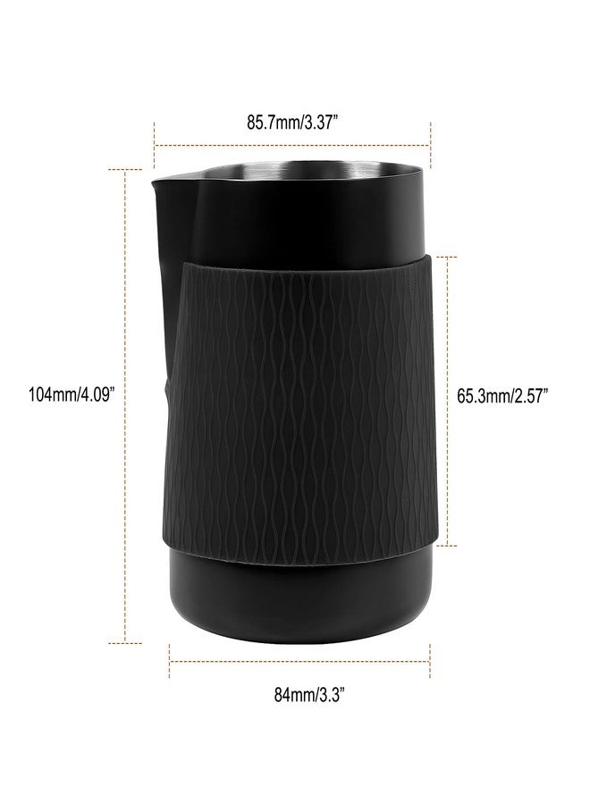 IKAPE Espresso Milk Pitcher, 15.04/450ml Milk Frothing Jug without Handle, Espresso Steaming Pitcher with Sharp Spout for Espresso Barista Tool(black) - Image 2