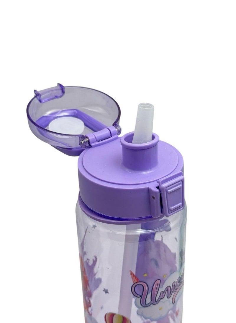 QSHOP Kids Water Bottle – Cute Unicorn Design with Straw for Easy Drinking and Hand Strap – 1000ml Perfect Companion for Kids During School Day, Trekking and Outdoor Activities  - Image 3