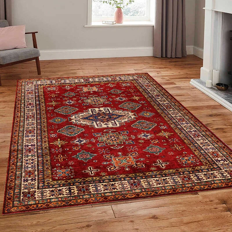 فاجونيك Classic Afghan Turkmen Authentic Kilim Patterned Digital Printed Carpet Non-Slip Based Washable Carpet