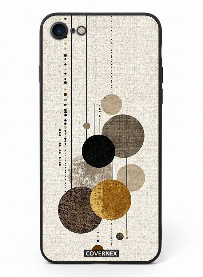 Covernex Apple iPhone 8 Protective Case Cover Printed Featuring Neutral Tones Circular and Linear Art - Image 2