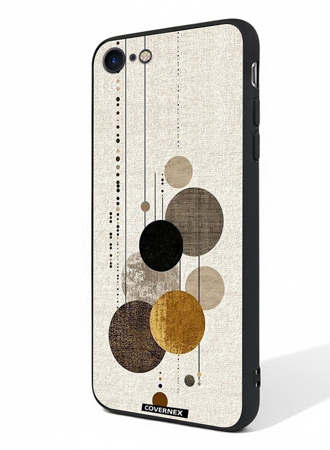 Covernex Apple iPhone 8 Protective Case Cover Printed Featuring Neutral Tones Circular and Linear Art - Image 1