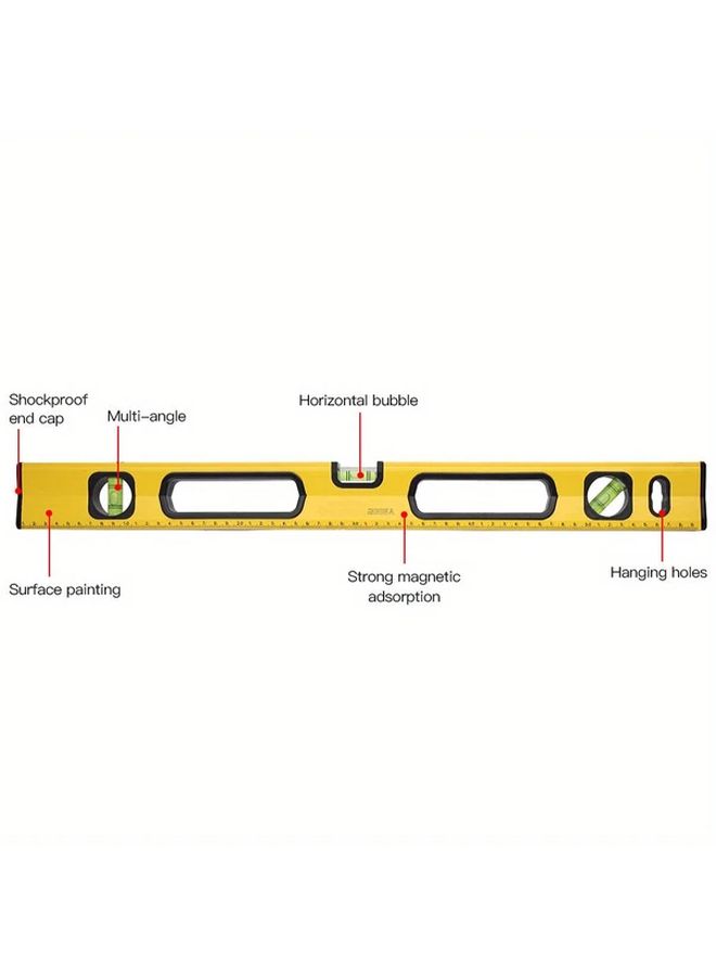 Aluminum Alloy Magnetic Spirit Level Ruler With Dual Suction 300 Degree Visibility Bubbles - Image 3