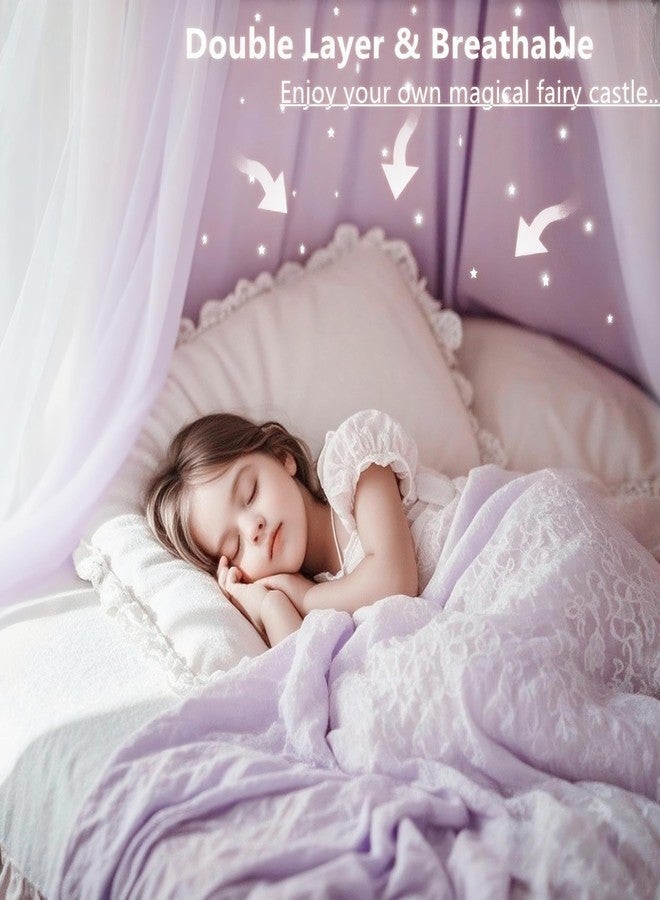 Eimilaly Princess Bed Canopy for Girls, Double Layer Canopy with Cutout Stars, Breathable & Washable Fabric, Fits Twin/Full Bed - Fairy Bed Tent for Children's Room Decoration, Purple - Image 5