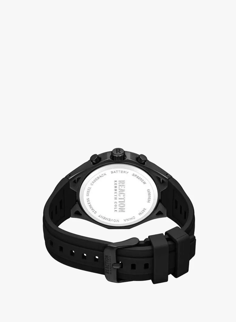 Kenneth Cole Reaction black Black Dial Black Silicone Strap Chronograph Watch for Men, 45mm for Men | Best Price UAE