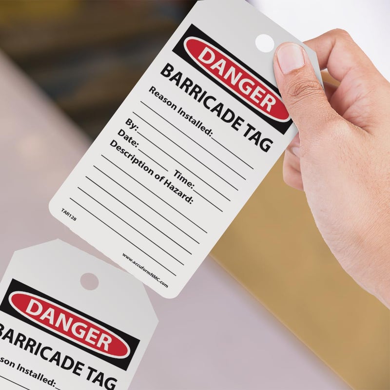 AccuformNMC 100 Safety Tags by-The-Roll, Caution Barricade, US Made OSHA Compliant Tags, Waterproof PF-Cardstock, Resists Tears, 6.25"x3", TAR128 - Image 3