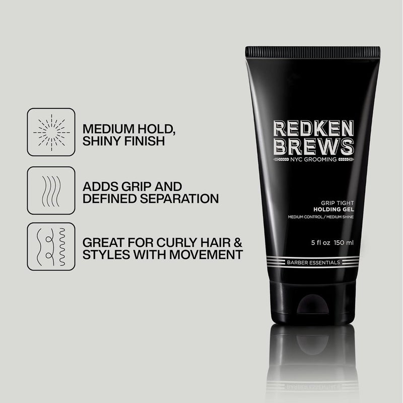 Redken Brews Holding Gel For Men For All Hair Types - Medium Hold Styling & Shine and Flake-Free With No Crunch Styling, Great For Curly Hair Size: 5 Fl Oz (Pack of 1) - Image 3