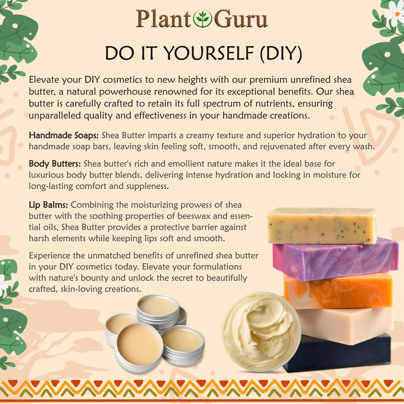 Plant Guru Raw African Shea Butter 16 oz. Jar - 100% Pure Natural Unrefined IVORY - Ideal Moisturizer For Dry Skin, Body, Face And Hair Growth. Great For DIY Soap and Lip balm Making. - Image 4