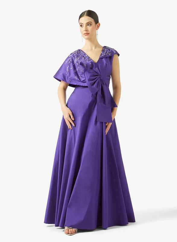 AINA Asymmetric Draped Embellished Gown