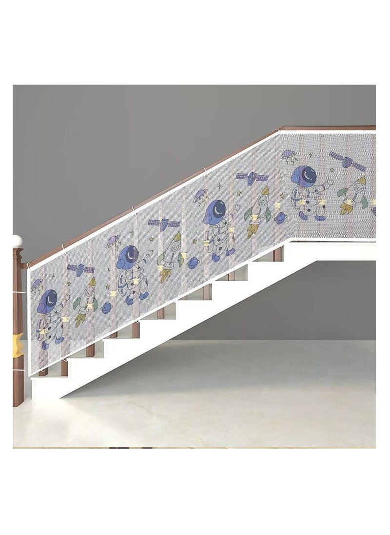 SYOSI - Child Safety Net Mesh, Baby Balcony and Stairway Safety Net with Pattern, Balcony and Stairway Railing Fence Mesh Protection Net for Kids and Pets(78.74 x 35.43 in) - Image 1