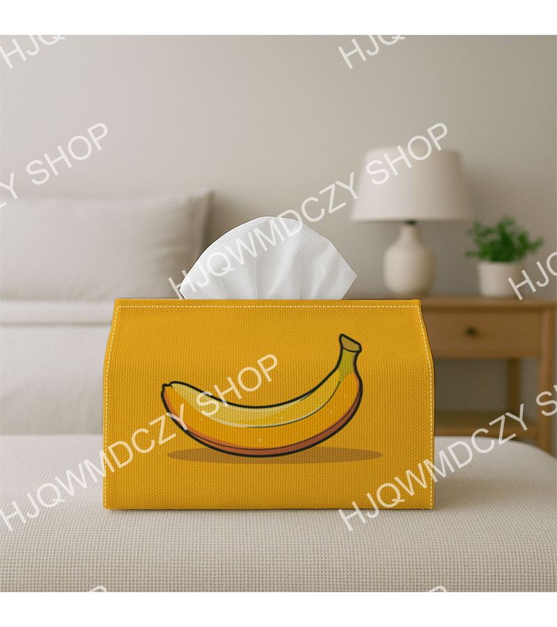 علبة مناديل مطبوعة على شكل موز، 11x13x18 سم، حامل مناديل بسيط للمنزل والمكتب والسيارة - Image 5