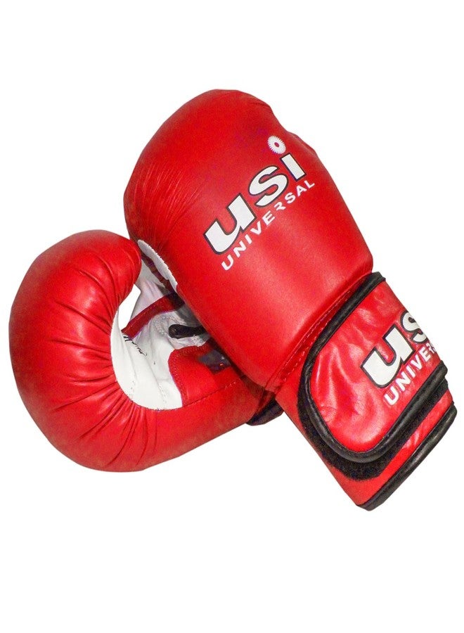 USI Amateur Leather Boxing Gloves with Hand Wrap Pair for Hard Punch Bagwork (12OZ, RED) - Image 3