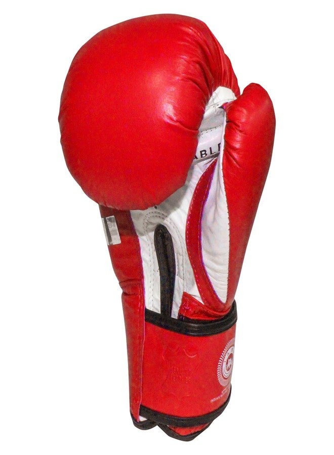 USI Amateur Leather Boxing Gloves with Hand Wrap Pair for Hard Punch Bagwork (12OZ, RED) - Image 5