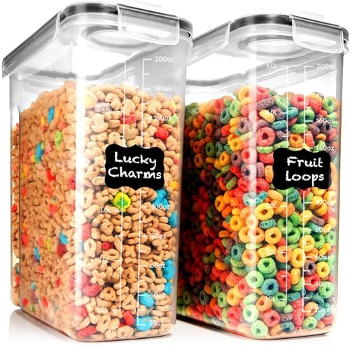 Shazo 2 Pack (6.3L / 213OZ) EXTRA Large Airtight Food Storage Cereal Containers for Bulk Food Storage BPA-Free Plastic Container, Pantry Organization and Canister for Rice, Pasta, Sugar & Flour - Image 1