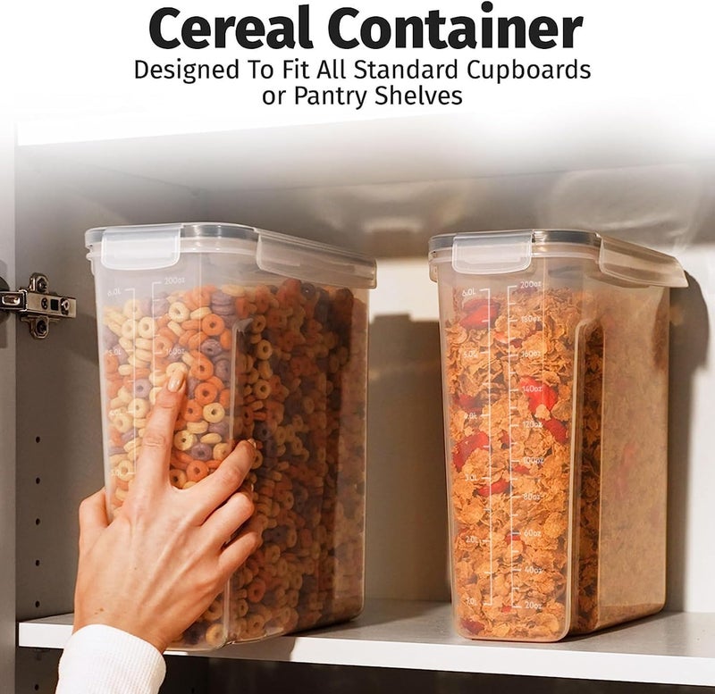 Shazo 2 Pack (6.3L / 213OZ) EXTRA Large Airtight Food Storage Cereal Containers for Bulk Food Storage BPA-Free Plastic Container, Pantry Organization and Canister for Rice, Pasta, Sugar & Flour - Image 3