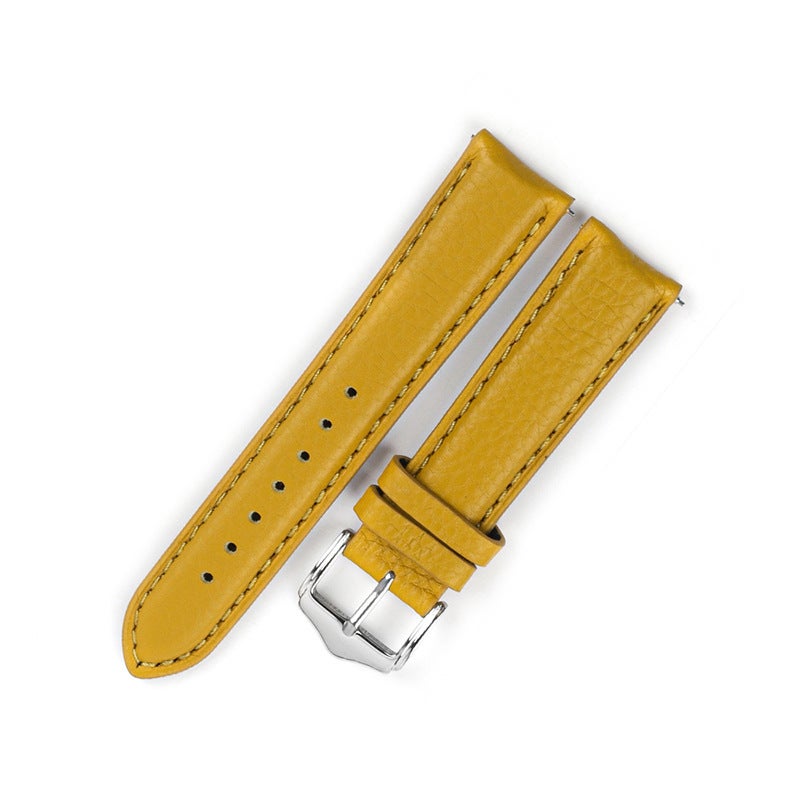 New Business Pebbled Waterproof Leather Strap Smart Quick Release First Layer Cowhide Wristband 18/19/20/22Mm - Image 1