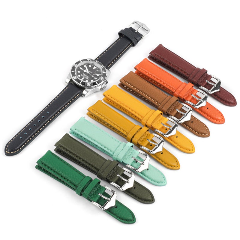 New Business Pebbled Waterproof Leather Strap Smart Quick Release First Layer Cowhide Wristband 18/19/20/22Mm - Image 3