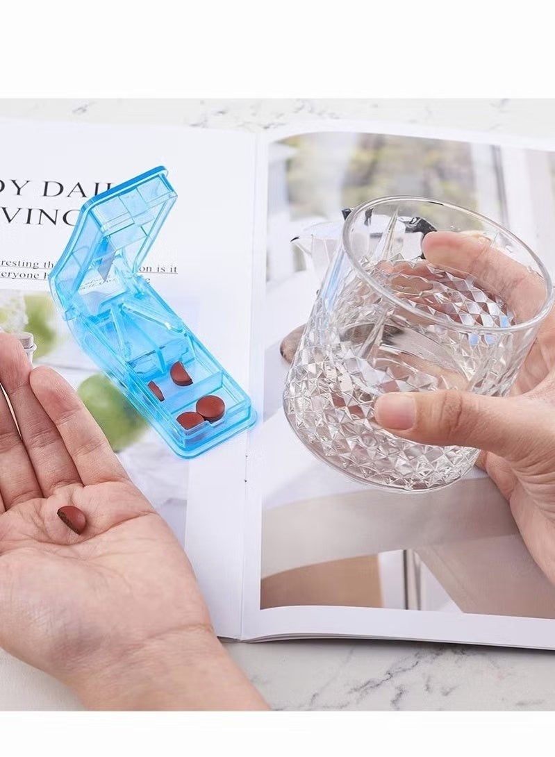 قطعتان من قاطعات الأقراص، منظم أقراص محمول 2 في 1 لتقطيع الأقراص والفيتامينات - Image 4