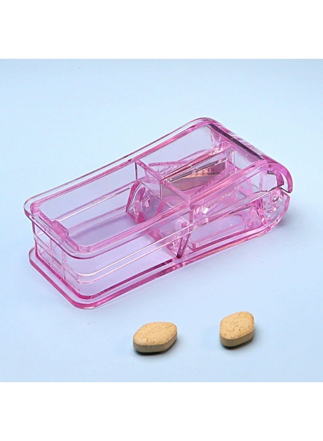 قطعتان من قاطعات الأقراص، منظم أقراص محمول 2 في 1 لتقطيع الأقراص والفيتامينات - Image 5