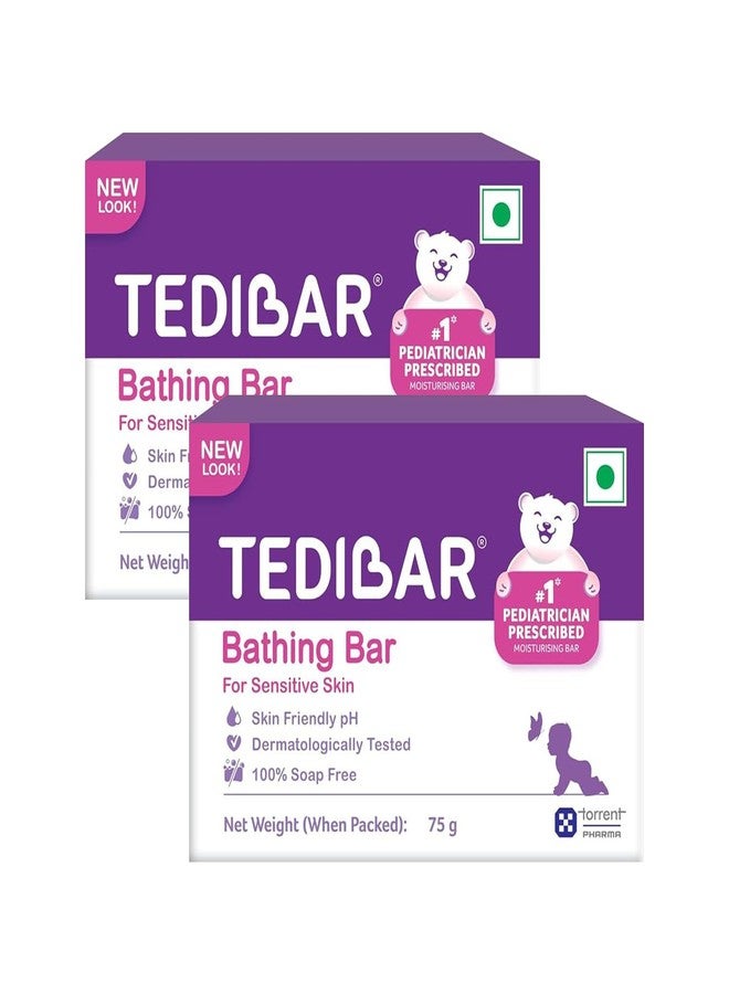 Tedibar Moisturising Baby Bathing Bar 75g(Pack of 2) with Skin Friendly PH|100% Soap Free|Dermatologically Tested and No. 1* Pediatrician Prescribed Moisturising Bar - By Torrent Pharma - Image 2