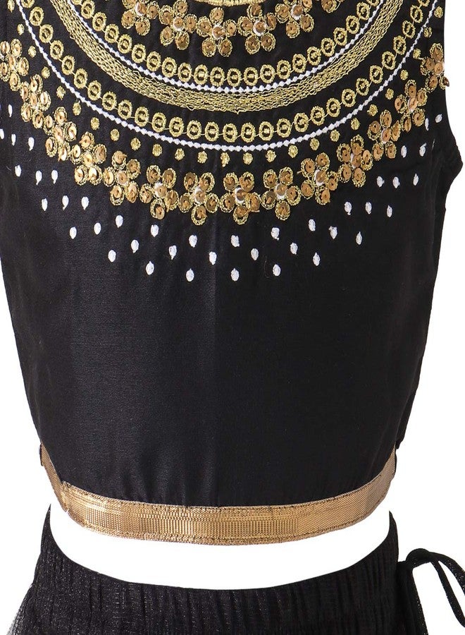 TWISHA Stylish Embroidered yoke Choli with designer Tiered Net Lehanga-Black-10Y - Image 4