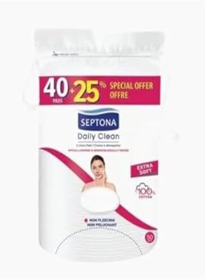 SEPTONA Septona Daily Clean Cotton Pads - Extra Soft - 40+25% - 50 PCS 